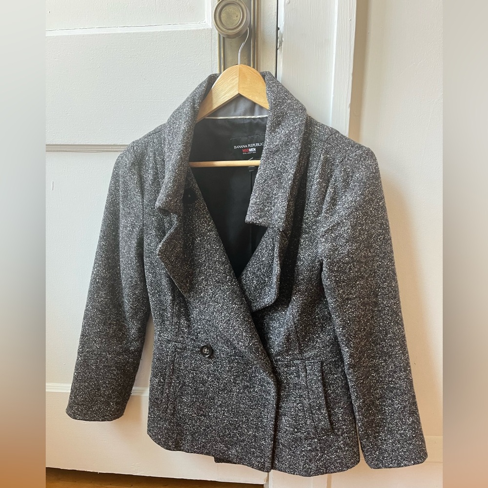 Banana Republic Mad Men Collection Women's Charcoal Speckled Blazer Jacket